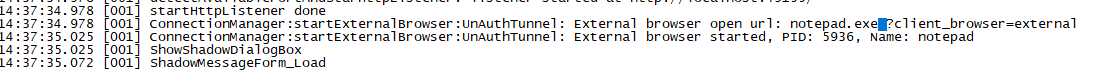 Client Trace Showing Null Terminator