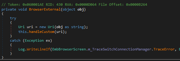 BrowserExternal Callback Function