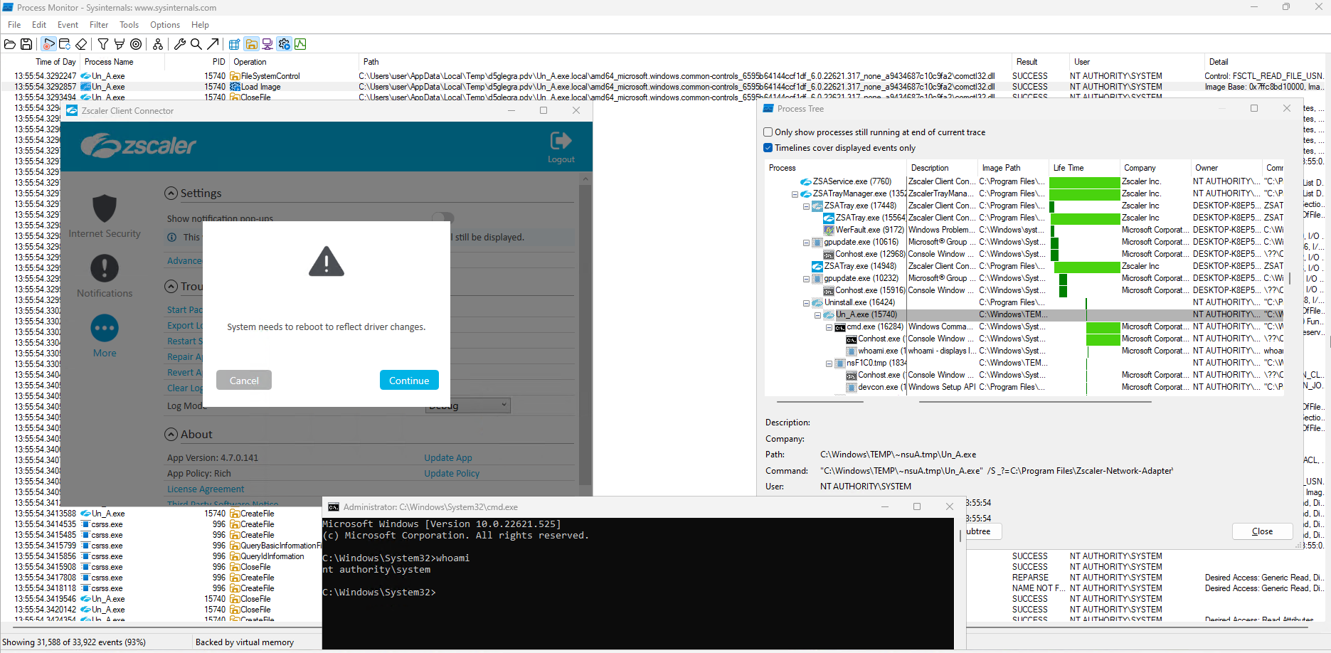 CVE-2023-37378 exploitation against Zscaler 4.7.0.141 - SYSTEM shell via DotLocal redirection