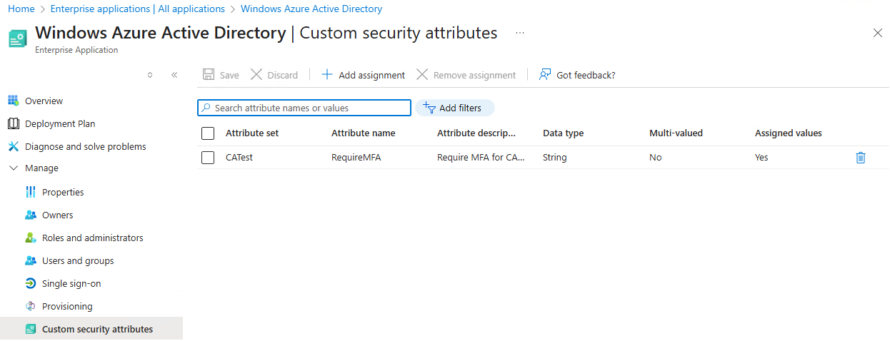 Adding the attribute to the application to &rsquo;tag&rsquo; it