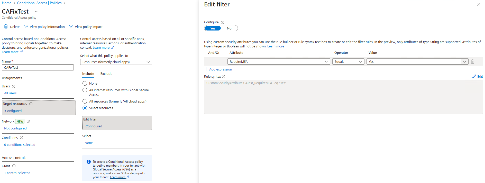 Referencing the attribute in a Conditional Access policy